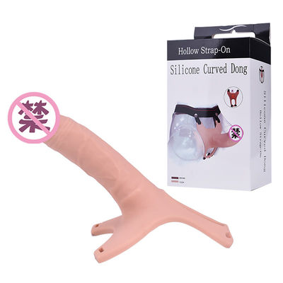 OEM ซิลิโคนดูดคัพ Dildo 26cm Hollw สายรัดบน Dong . โค้ง