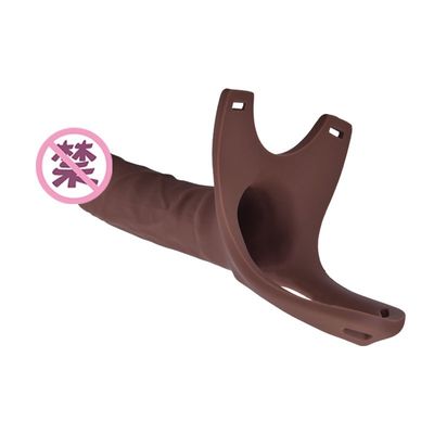 OEM ซิลิโคนดูดคัพ Dildo 26cm Hollw สายรัดบน Dong . โค้ง