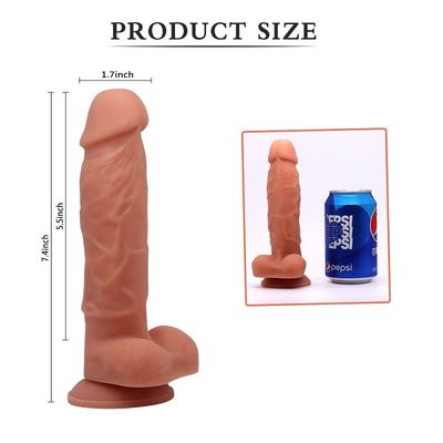 ถ้วยดูดเลสเบี้ยน Dildo เซ็กส์ทอย 7.4 นิ้วซิลิโคนเพื่อสุขภาพ OEM ODM