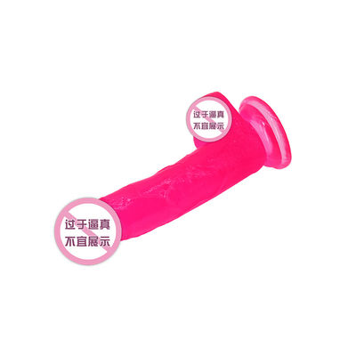 สมจริงดูดถ้วย Dildo เพศของเล่น 22 ซม. คริสตัลดิ๊กสำหรับผู้หญิง
