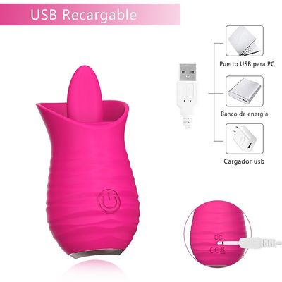 การชาร์จ USB กุหลาบแดงเขย่าของเล่นทางเพศ ไข่ เครื่องนวดไฟฟ้าเลีย 7000 รอบต่อนาที