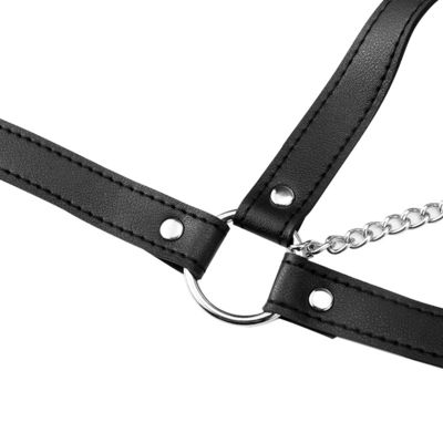 CE Black PU Leather Sex Fetish Bondage เร้าอารมณ์ Halter Tank 62cm