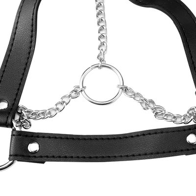 CE Black PU Leather Sex Fetish Bondage เร้าอารมณ์ Halter Tank 62cm